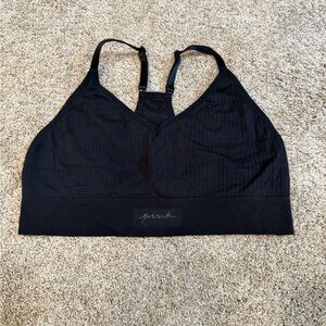 PINK Victoria's Secret Ribbed Black Sports Bra
